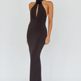Simha Rose Halterneck Midi Dress Black