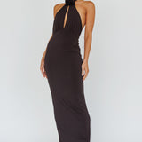 Simha Rose Halterneck Midi Dress Black