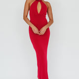 Simha Rose Halterneck Midi Dress Red
