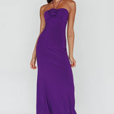 Ibiza Sunset Bust Flower Midi Dress Purple