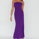 Ibiza Sunset Bust Flower Midi Dress Purple