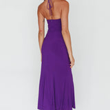 Ibiza Sunset Bust Flower Midi Dress Purple