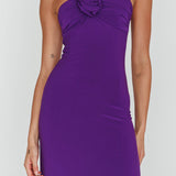 Ibiza Sunset Bust Flower Midi Dress Purple