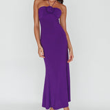 Ibiza Sunset Bust Flower Midi Dress Purple
