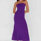 Ibiza Sunset Bust Flower Midi Dress Purple