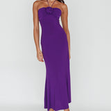 Ibiza Sunset Bust Flower Midi Dress Purple