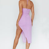 Ibiza Sunset Bust Flower Midi Dress Lilac
