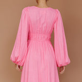 Carnivale Balloon Sleeve Ruffle Mini Dress Pink