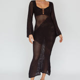 Zizi Long Sleeve Crochet Maxi Dress Black