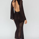 Zizi Long Sleeve Crochet Maxi Dress Black