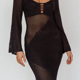 Zizi Long Sleeve Crochet Maxi Dress Black