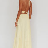 Cyndi Open Back Halterneck Maxi Dress Light Yellow