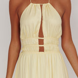 Cyndi Open Back Halterneck Maxi Dress Light Yellow
