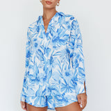 Home Stretch Button Up Shirt Tropical Blue