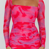 Apryl Long Sleeve Lace-Up Back Maxi Dress Pink