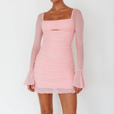 In Bloom Flared Cuff Mini Dress Pink
