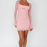 In Bloom Flared Cuff Mini Dress Pink