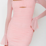 In Bloom Flared Cuff Mini Dress Pink