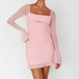 In Bloom Flared Cuff Mini Dress Pink