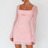 In Bloom Flared Cuff Mini Dress Pink