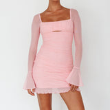 In Bloom Flared Cuff Mini Dress Pink
