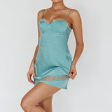 Sweet Talker Lace Trim Mini Dress Aqua
