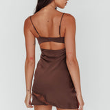 Sweet Talker Lace Trim Mini Dress Chocolate