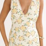 Coucou V-Neckline Maxi Dress Floral Yellow