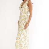 Coucou V-Neckline Maxi Dress Floral Yellow