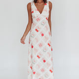 Coucou V-Neckline Maxi Dress Print Beige