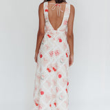 Coucou V-Neckline Maxi Dress Print Beige