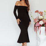 Speakeasy Off-Shoulder Maxi Dress Black