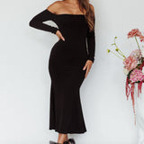 Speakeasy Off-Shoulder Maxi Dress Black