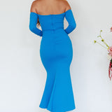Speakeasy Off-Shoulder Maxi Dress Blue
