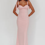 Rose Garden Tied Shoulder Maxi Dress Blush