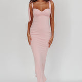Rose Garden Tied Shoulder Maxi Dress Blush