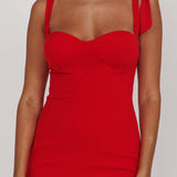 Rose Garden Tied Shoulder Maxi Dress Red