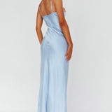 Rose Garden Floral Applique Midi Dress Blue