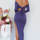 Sentimental Mood Off-Shoulder Midi Dress Indigo