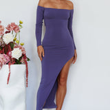 Sentimental Mood Off-Shoulder Midi Dress Indigo