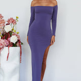 Sentimental Mood Off-Shoulder Midi Dress Indigo