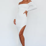Sentimental Mood Off-Shoulder Midi Dress White