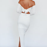 Sentimental Mood Off-Shoulder Midi Dress White
