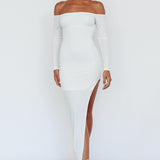 Sentimental Mood Off-Shoulder Midi Dress White