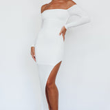 Sentimental Mood Off-Shoulder Midi Dress White