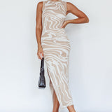 Elsinore Sleeveless Knit Maxi Dress Beige