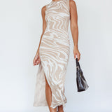 Elsinore Sleeveless Knit Maxi Dress Beige