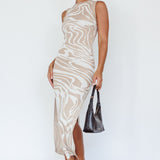 Elsinore Sleeveless Knit Maxi Dress Beige