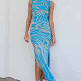 Elsinore Sleeveless Knit Maxi Dress Blue