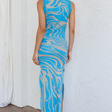 Elsinore Sleeveless Knit Maxi Dress Blue